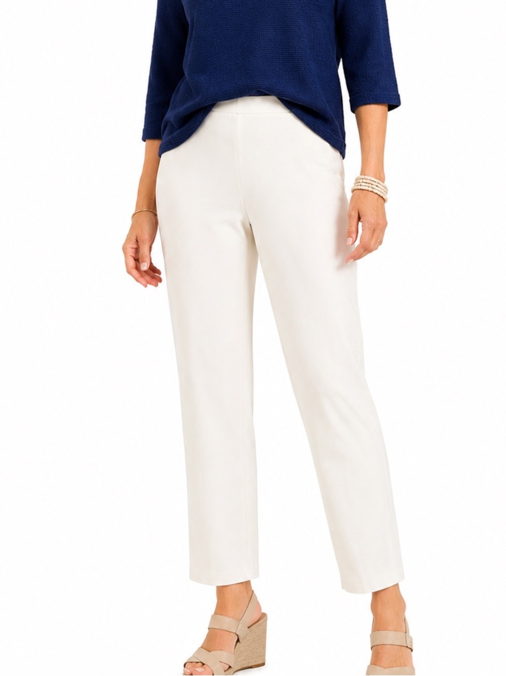 Chico’s White Crop Pull On Leggings Size XL Plus Stretch Pants (3)